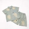Boys' Summer Denim Short Sleeve and Shorts Set - 2025 Trendy Two-Piece for Middle and Big Kids