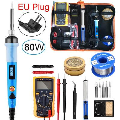 Zestaw lutownicy elektrycznej 80W lutownica spawalnicza narzędzia naprawcze regulowana temperatura 200-450 ℃