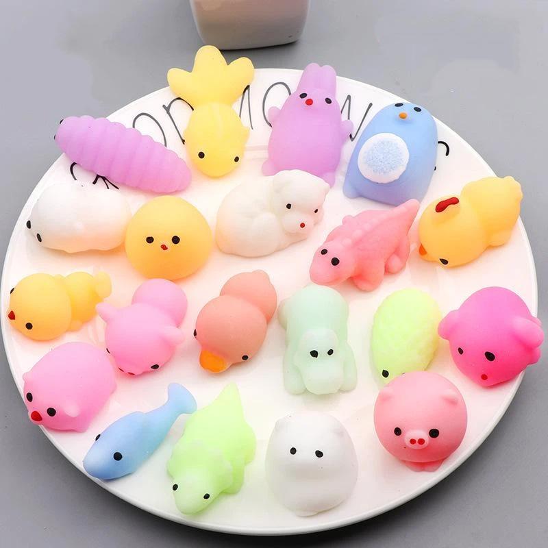 Kawaii Animal Pinch Squeeze Toys 10/20Pcs Soft Antistress Fidgets for Travel Stress Relief Kids Party Bag Fillers Gifts