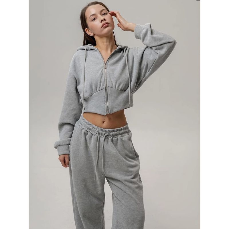Zipper Hooded Sweatshirt and Pants Set Zipper Hooded Sweatshirt Pants Suit