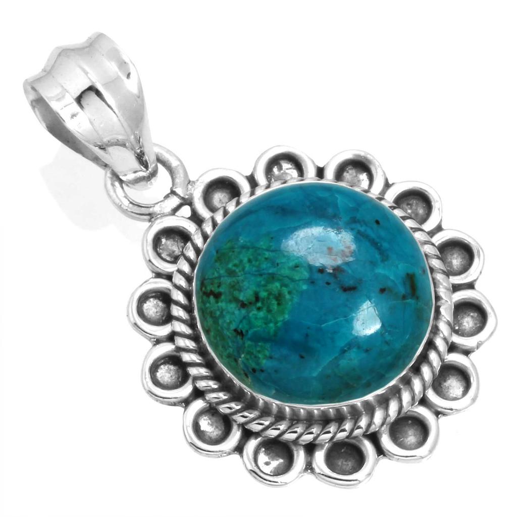 925 Sterling Silver Pendant Women Gemstone Handmade Jewelry New Year Gift Amazonite Angelite Blue Opal Botswana Agate Mohave Azurite Chrysocolla Boho