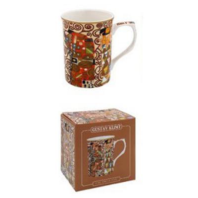 [A1256] - Kubek porcelanowy brązowy 'Gustav Klimt' (Miłość) - 10x7. 5 cm