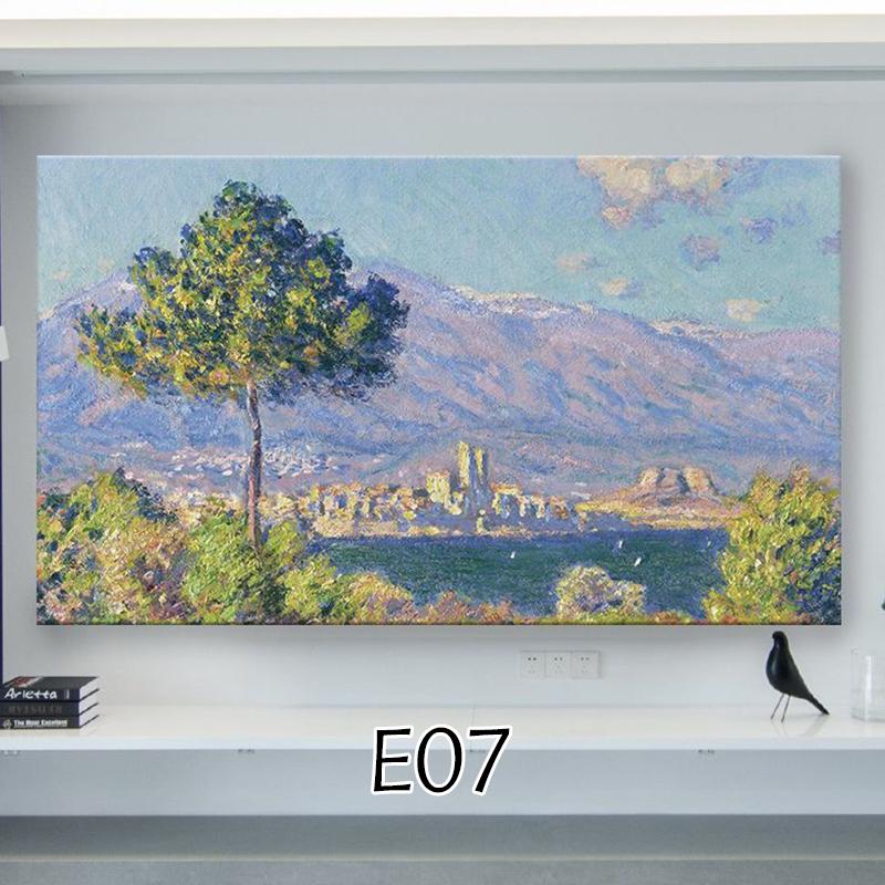 Tela de Cobertura Completa con Paisaje Espesor Elástico Funda a Prueba de Polvo para TV Universal para Pantallas Curvas y Rectas Cubierta para TV