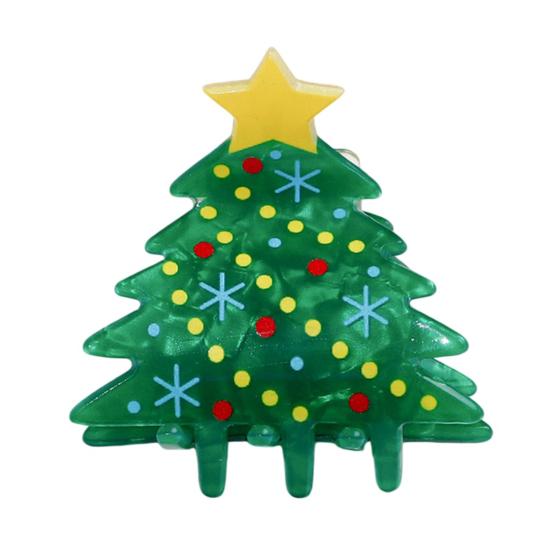 Yousheng Strong Grip Hair Claw, Christmas Themed Hair Clip, Christmas Tree, Gingerbread Man, Snowflake Pattern, Smooth Edges Party Hair Accessory C