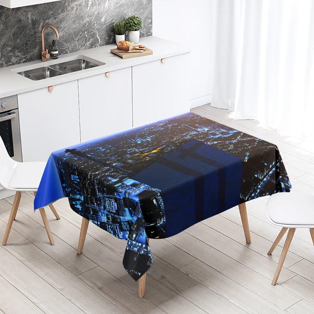 World Famous City Night Scene Tablecloth Wedding Party Restaurant Table Decoration Waterproof Kitchen New Home