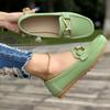 Women's Plus Size Casual Spring 2025 Soft Sole Loafers - Metal Detail, Flat Bottom, Lazy Bean Style