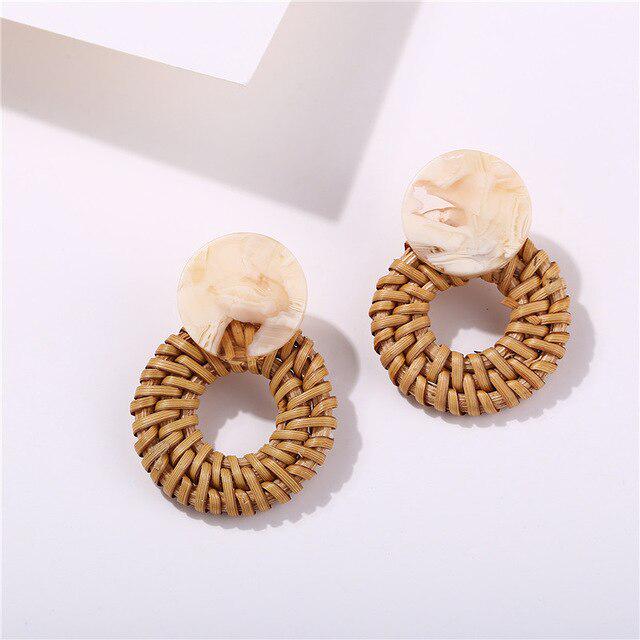 Rattan Earrings Fashion Handmade Wooden Straw Weave Rattan Vine Braid Drop Earrings New Fashion Geometric Long Earrings 7 Rattan Earrings Fashion Handmade Wooden Straw Weave Rattan Vine Braid Drop Earrings New Fashion Geometric Long Earrings 7
