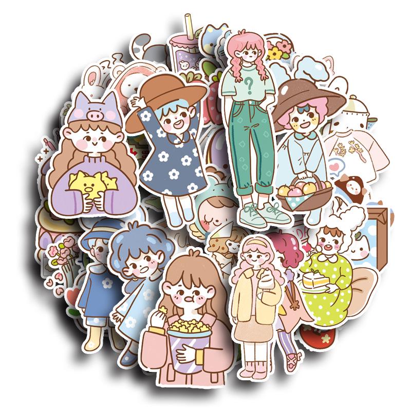 80 Sheets Seaweed Stickers: Minimalist Korean Line Art, Cute Waterproof Self-Adhesive Funny Characters