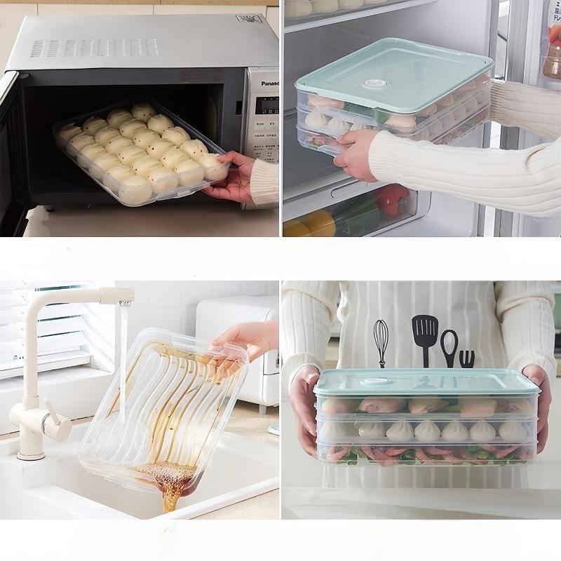 dumpling forming machine Home Food Grade Dumplings, Chaotic Freezing Refrigerator, Egg Preservation Storage Multi-layer with Lid