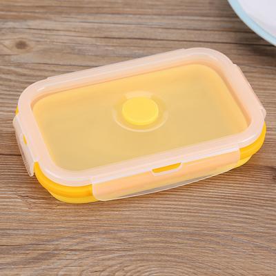 500ml Silikon Faltbare Tragbare Lunchbox Schüssel Faltbarer Lebensmittelaufbewahrungsbehälter Gelb