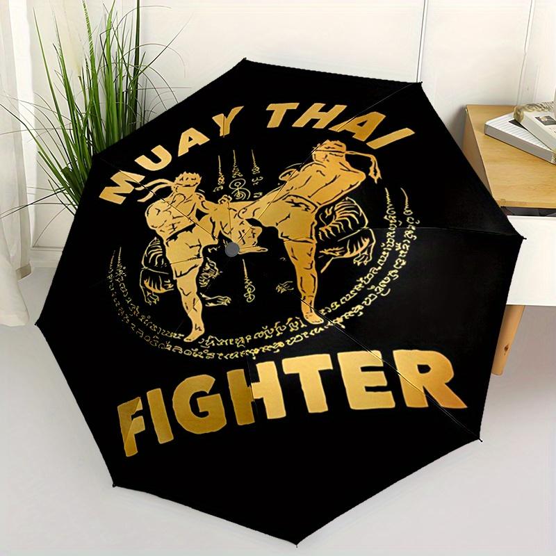 Muay Thai Fighter Automatic Folding Umbrella Compact Lightweight For Outdoor Adventurest121
