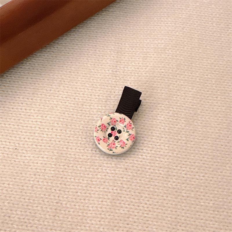 

New Floral Button Hairpin Retro Fun Summer Versatile Bangs Clip Button Duck Bill Clip Hairpin Headdress