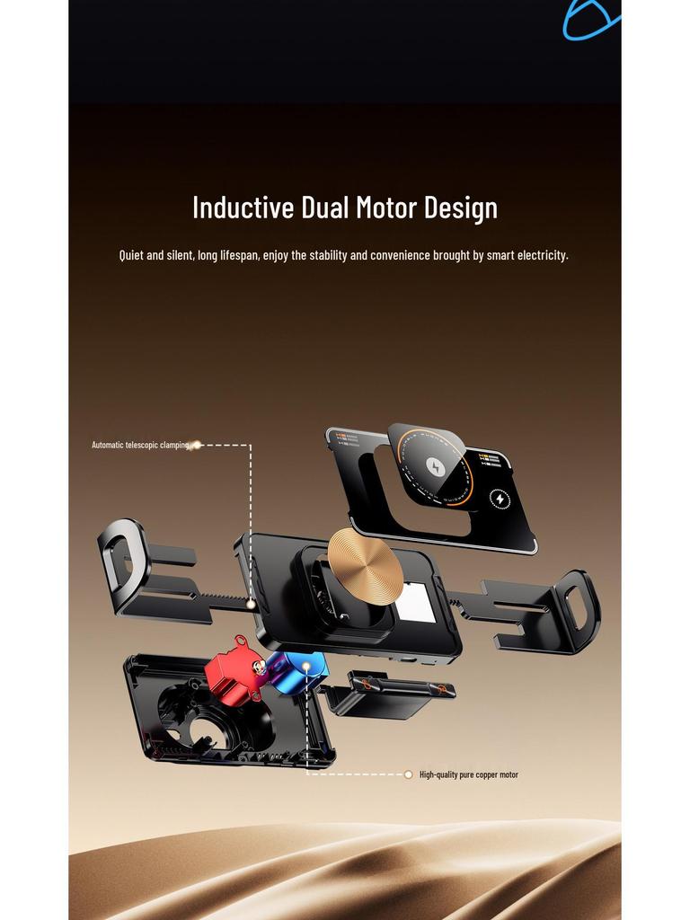 Universal Foldable Car Vent Phone Holder with Electric Rotation and Wireless Charging