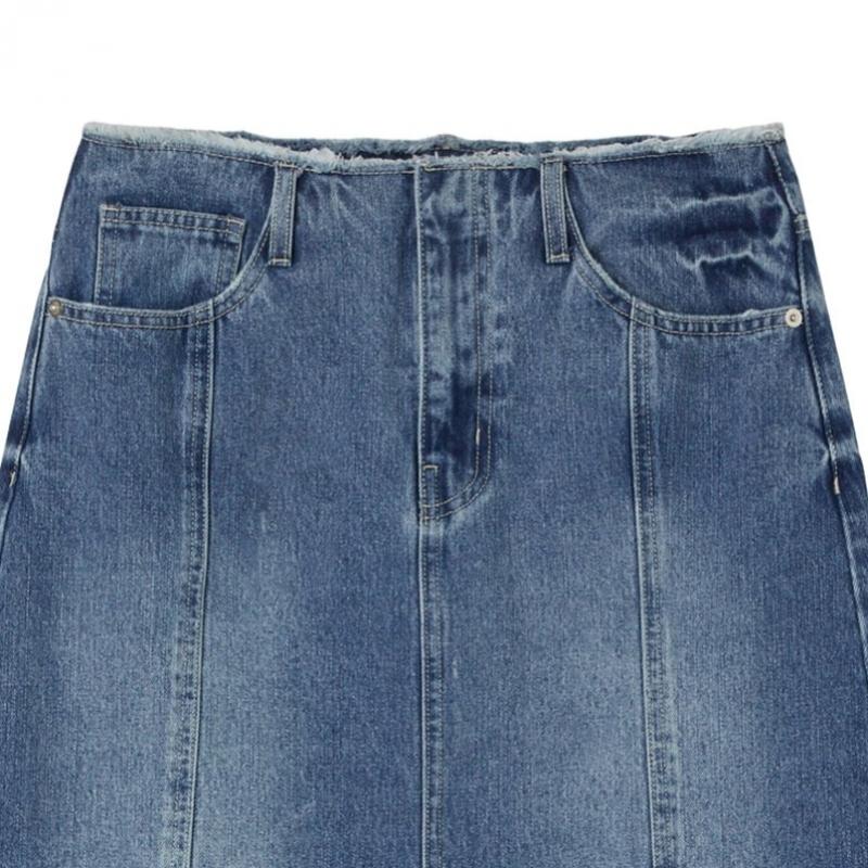 Cutoff Waist Washing Slit Skirt As1ds261
