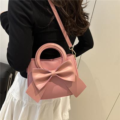 2025 Herbst neue süße kleine frische Mode Bucket Bag Schulter Messenger Bag einfache Mode Schleife Damentasche