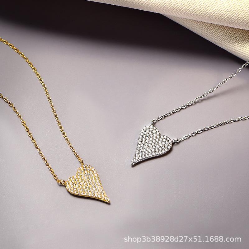 Sterling Silver 925 Net Red Ins Love Pendant Necklace Women's Personality Fashion Collarbone Chain Jewelry