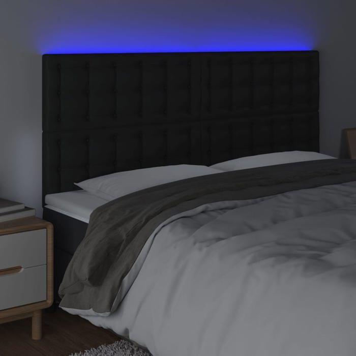 VidaXL Tête de Lit à LED Meuble de Chambre à Coucher Accessoire de Lit Double Tête de Cadre de Lit Intérieur Noir 3122532