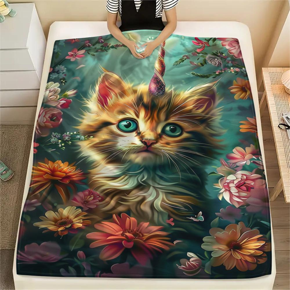 

1 шт. Фланелева ковдра з мультяшним принтом, Висока якість, Зручна для всіх сезонів, Декор для дому, Тепло та затишок, Ідеальний подарунок на Різдво, День народження 80cm x 120cm