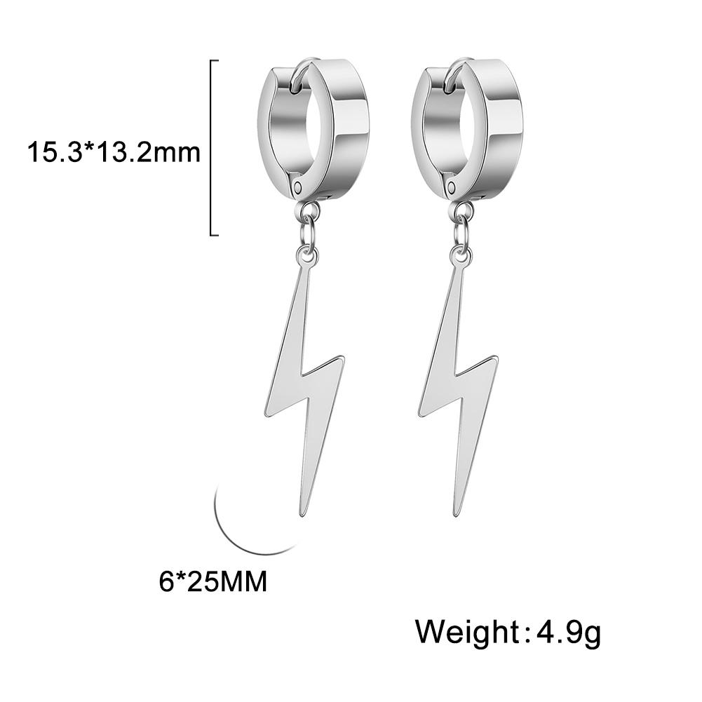 My Shape Fashion Lightning Earrings Women Men Hiphop Hoop Earring Stainless Steel Gold Punk Jewelry Party Ear Accessories