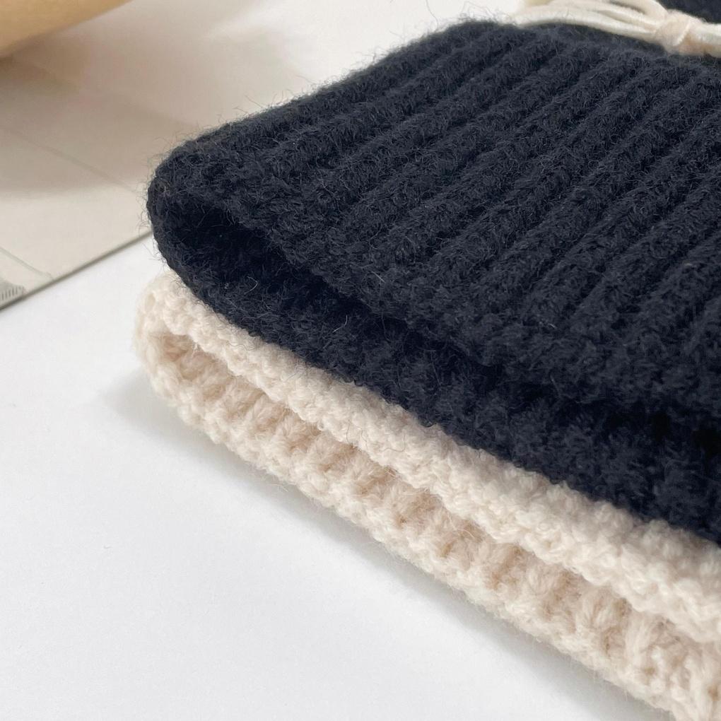 Women's and Men's Couple Daily Velvet Ribbon Beanie Hat