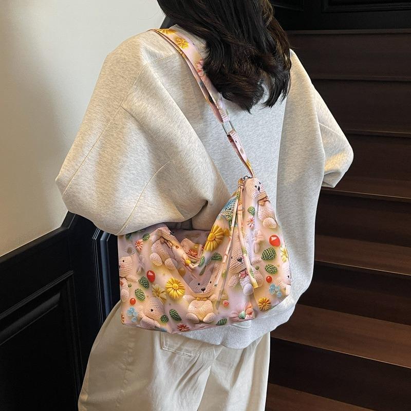 Lazy Cartoon Big Bag Women's New Casual Versatile Shoulder Messenger Bag Commuter Tote Bag