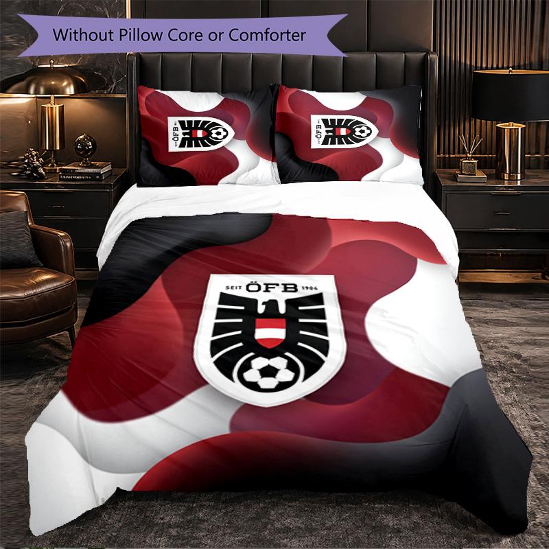 Austria Football Pattern 3 Pieces Bedding Set Soft Microfiber Duvet Cover with Pillow Cases for Bedroom