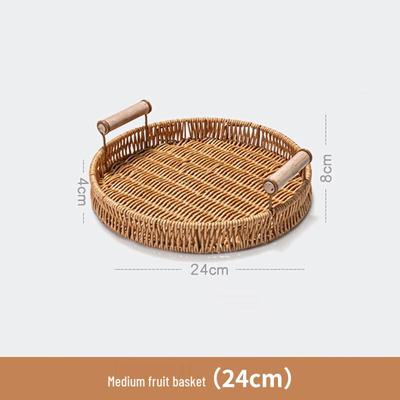 Panier de service rond en rotin synthétique