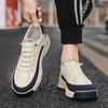Chunky Sneakers Herren Laufschuhe mit weicher Sohle, modisch, lässig, Leder, Stoff, atmungsaktiv, erhöhte Höhe, flache Plattform, Boardschuhe