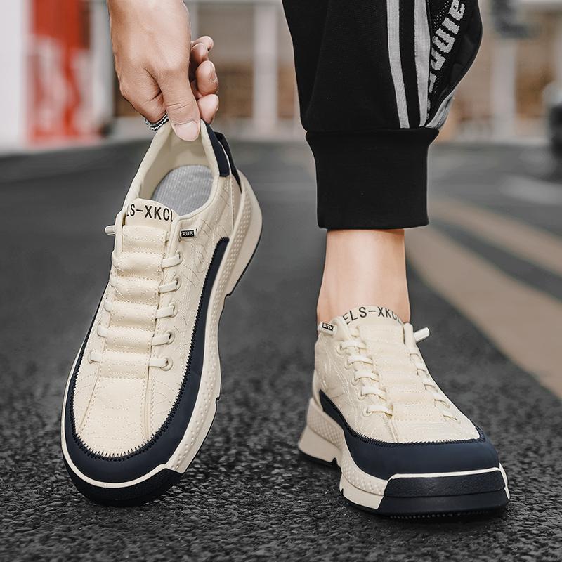 Chunky Sneakers Herren Laufschuhe mit weicher Sohle, modisch, lässig, Leder, Stoff, atmungsaktiv, erhöhte Höhe, flache Plattform, Boardschuhe