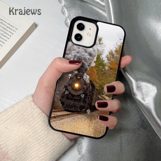 Krajews Vintage Steam Train Railway Phone Case Cover For iPhone 17 Air 16 15 14 plus 12 13 pro max coque Fundas