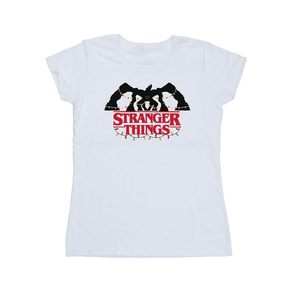 Netflix Dámské/Dámské Stranger Things Demogorgon Vánoční světýlka Bavlněné tričko