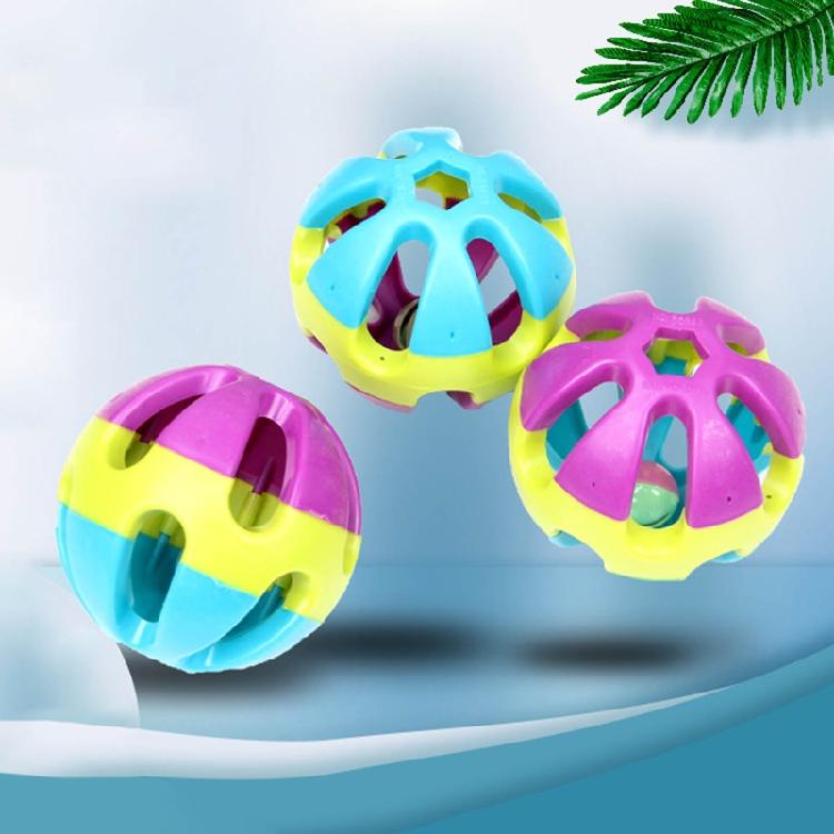 Interactive Dog Toy Plastic Hollow Ball with Bell for Medium Large Breed Dogs