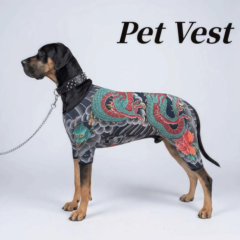 Four Seasons Pet Tattoo Vest Funny Pet Clothes Creativity Dog Cat Tattoo Jacket For Pet S To 6XL