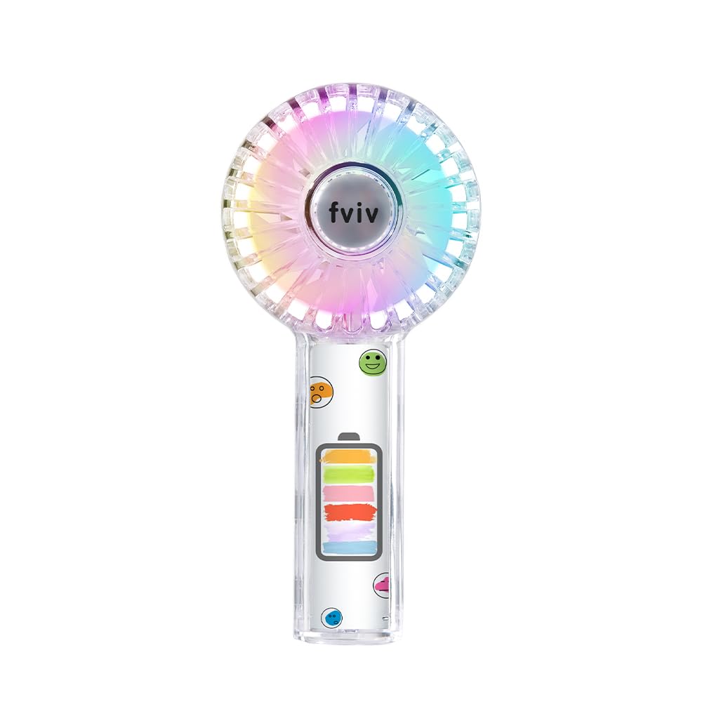 

CZIRAN Handheld Portable Small Fan Summer 2025 Handheld Fan with Color LED 7 3 Airflow Transparent 2000mAh Quiet Unbrushed or Neck Strap Perfect for