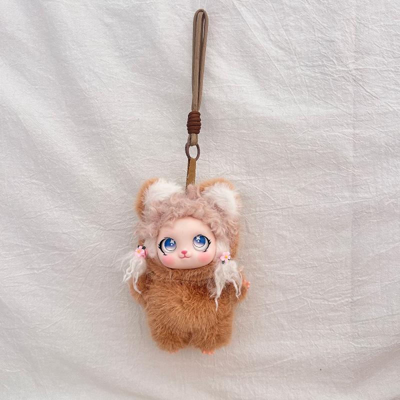 Cute Cartoon Fluffy Curly Hair Vinyl Face Plush Doll Pendant Backpack Hangings Decoration Gifts