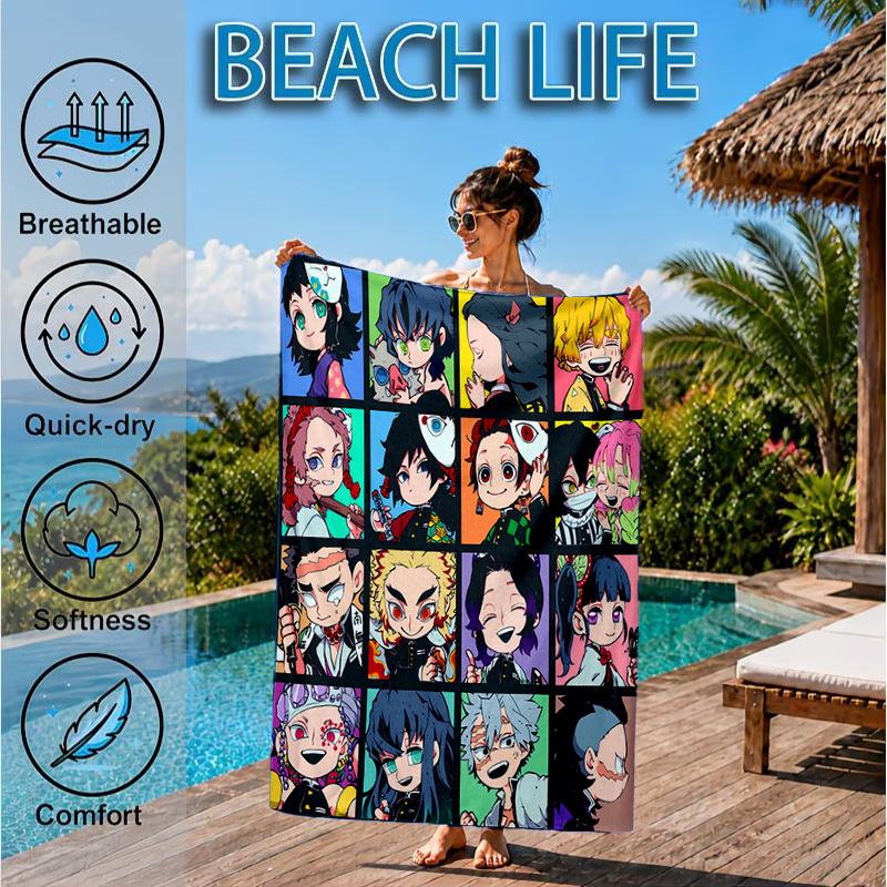 Anime Slayer Adventure  Beach Towel, Microfiber Beach Towel, Perfect For Pool, Beach, Travel, Home Decor Beach Party Fan gifts