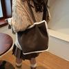 Commuter temperament Large capacity lamb wool retro vegetable basket New autumn and winter splicing plush shoulder underarm women's bag