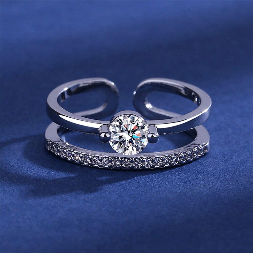 

Новое простое кольцо для женщин с темперой S925 серебром, микро-инкрустация, двухслойные кольца, ювелирные изделия, подарок на годовщину дня рождения для пары