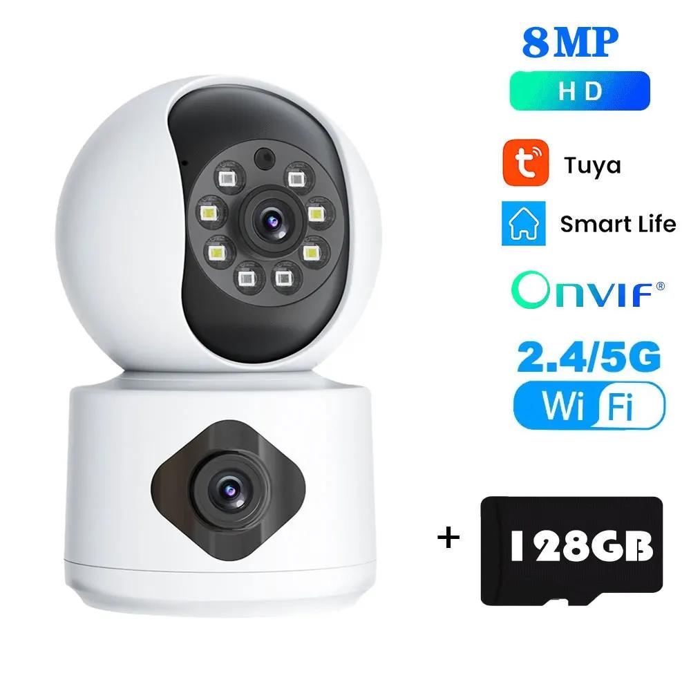 Tuya 8MP 5G Wifi Indoor Lens Baby Monitor Color Night Vision Camera 4k Dual Screen Auto Tracking Video Surveillance