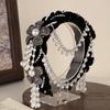 French Retro Flowers Beads Tassels Hair Band Ethnic Style Elegant Hair Accessory For Women