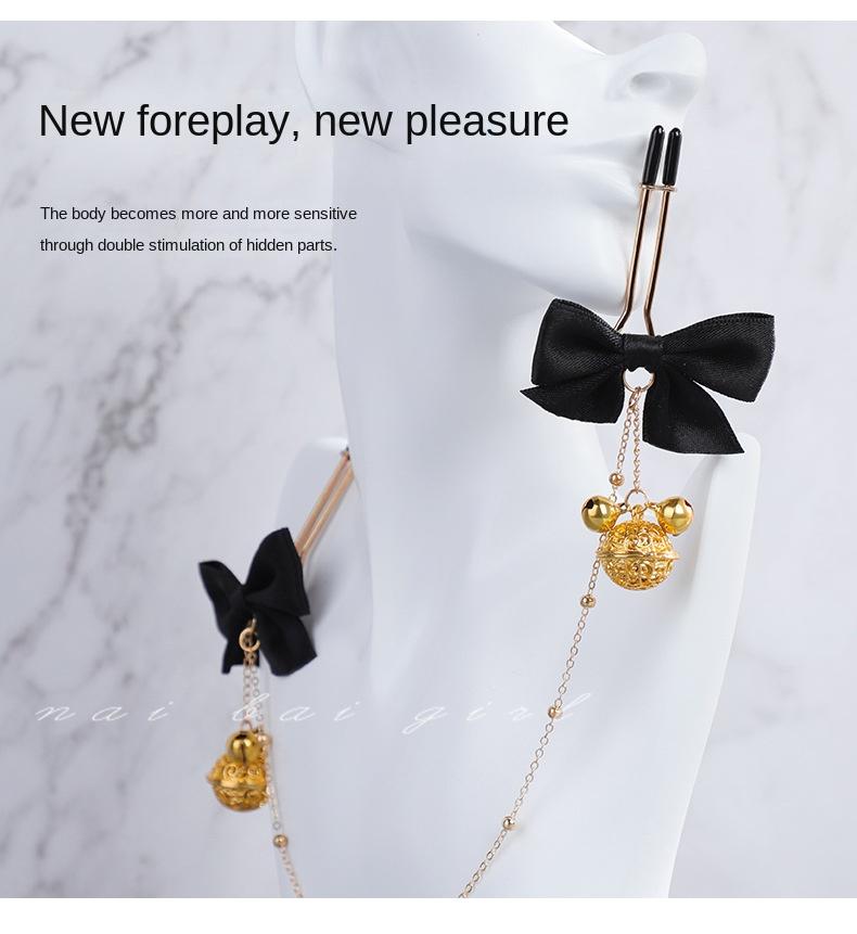 Sex Toys SM Bow Palace Bell Nipple Clamp Couple Flirting and Teasing Bell Clip Couple Interaction Nipple Clamp
