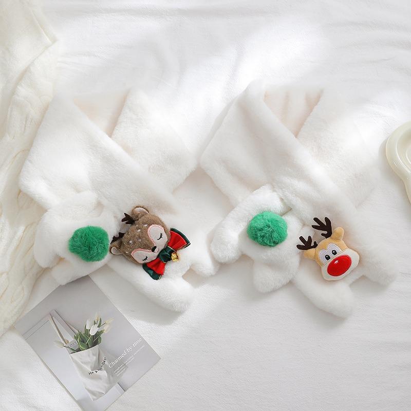 Cute Christmas snowman scarf women's winter thickened warm cycling with windproof scarf versatile fluffy scarf