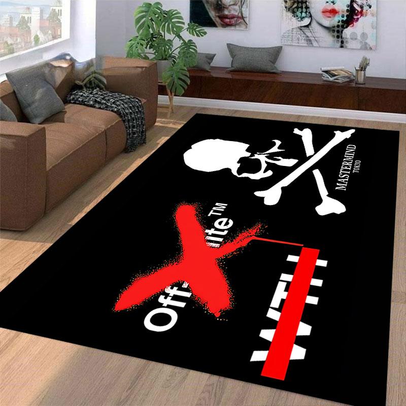Skull Crossbones & Red X Carpet suitable as a non-slip mat for the living room or bedroom sofa