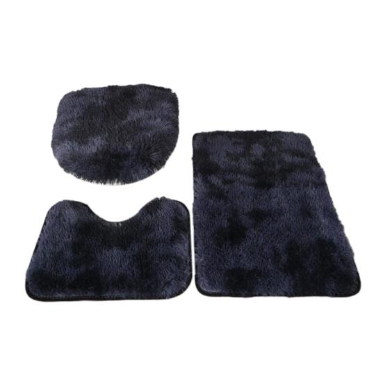 Yousheng 3Pcs/Set Bathroom Rug Absorbent Non Slip Floor Mat U-Shaped Plush Mat Toilet Lid Cover Mat with Rubber Backing for Bathroom Shower Toilet