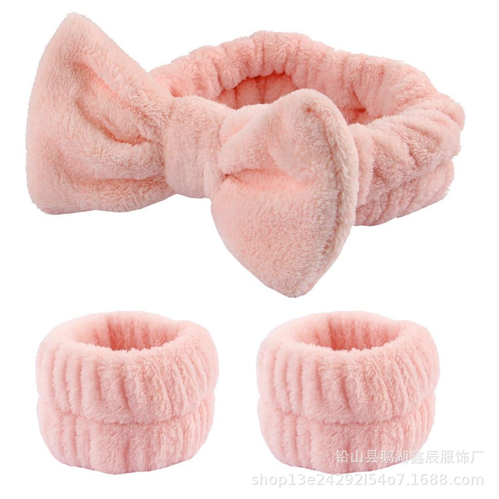 Spa Cosmetic Headband Bow Hair Band for Women Girls Makeup Washing Face Yoga Sports Fluffy Skincare Shower Head Wraps Elastic
