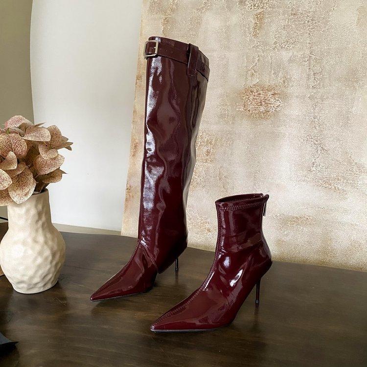 

2025 autumn new pointed head, thin heel, high heel temperament, thin French fashion, sexy and beautiful, long and short two-wearing boots woman 40