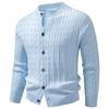Efterår Herre Rund Hals Strikket Sweaterfrakke Ensfarvet Mode Slim Fit Enkeltknappet Strikket Cardigan Herre Afslappet Sweaterjakke