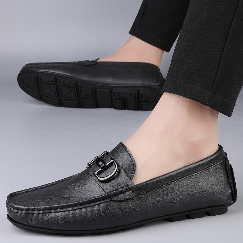 2025 Autumn and Winter Live Broadcast Explosion Driving Doudou Shoes Men's Lazy Shoes Driving Shoes British Casual Men's Leather Shoes