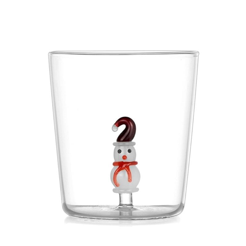 Unique Christmas Glass Mug Elegant 3D Christmas Glasswares Wreath Designs Cup for Holiday Celebration