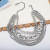 European and American Exaggerated Saibo Style Multi-Layer Twin Necklace Size Chain Scattered American Rhinestone Zircon Necklace Choker